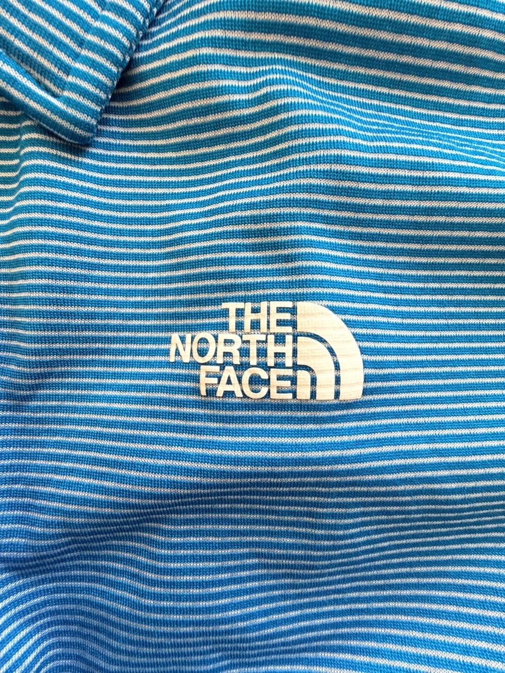 The North Face FlashDry Polo Shirt Men’s L Blue Stripe Performance Golf Casual